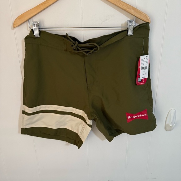 PacSun Cream and Green Swim Board Shorts Budweiser Collab - Picture 1 of 4